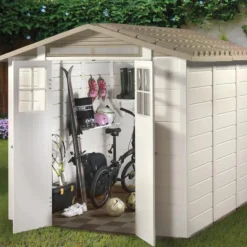 HABRITA Abri de jardin en résine beige Foresta Evo - 230 x 262 x 220 cm