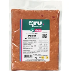 New QRU Aliment cru pour chien repas poulet Essentiel congelé - 1 kg