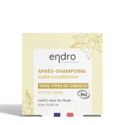New ENDRO COSMÉTIQUES Après-shampooing solide bio soin démêlant tous cheveux Endro Grève blanche - 80 ml