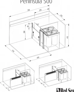 Sale RED SEA Aquarium ReefLED éclairage, meuble blanc, AQUARIUM Peninsula Deluxe P500 - 500L