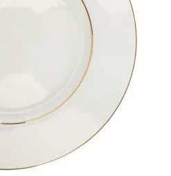 Online BASTIDE Assiette à dessert en porcelaine blanche et filet or Victoria - Ø 21 cm