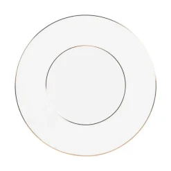 Online BASTIDE Assiette à dessert en porcelaine blanche et filet or Victoria - Ø 21 cm