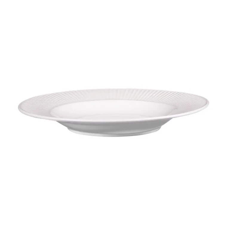 Discount BASTIDE Assiette creuse en porcelaine blanche et contours striés Lina - Ø 22,5 cm