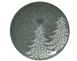 KAEMINGK Assiette plate décor sapins coloris vert en grès - Ø 27 cm