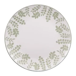Best BASTIDE Assiette plate en porcelaine blanche avec motifs printaniers verts Episia - Ø 27 cm