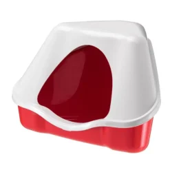 Outlet FERPLAST Bac à litière pour lapin nain coloris rouge Nora – 41 x 41 x 33 cm