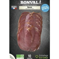 Outlet BONVAL Bacon sans sel nitrité 10 tranches - 100 g