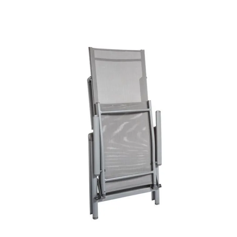 Online Bain de soleil pliant en aluminium et textilène coloris gris Rosa - 136 x 74 x 107 cm