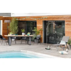 Online Bain de soleil pliant en aluminium et textilène coloris gris Rosa - 136 x 74 x 107 cm