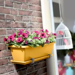 Clearance ELHO Balconnière en polypropylène jaune miel Barcelona - 69,8 x 19 x 16 cm