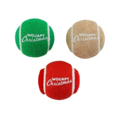 Hot WOUAPY Balles de tennis de Noël pour chien avec squeaker coloris multicolore - coffret de 3 jouets