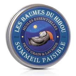 Outlet LES BAUMES DU HIBOU Baume Sommeil Paisible biologique Boîte 30 ml bleu