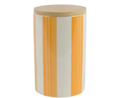 Sale KAEMINGK Bocal de conservation en porcelaine blanc et jaune rayé - Ø 10 x H 15,5 cm