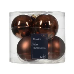 Outlet KAEMINGK Boite 6 boules en verre Marron - Ø 8 cm