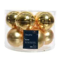 Hot Boite de 10 boules de couleur or clair brillant et mat – Ø 6 cm