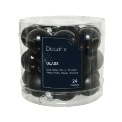 Outlet KAEMINGK Boite de 24 mini-boules en verre brillant coloris noir - 2,5 cm