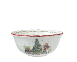 New KAEMINGK Bol décor ours et sapin coloris multicolore en dolomite - Ø 15 cm