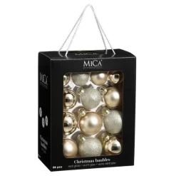 Clearance EDELMAN Boîte de 26 boules de Noël en verre crème - Ø 7 cm