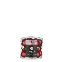 Best EDELMAN Boîte de 24 mini boules de Noël en verre rouge foncé - Ø 2,5 cm