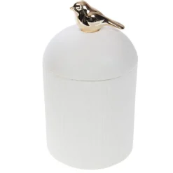 Best CADES DESIGN Boîte en céramique blanche avec oiseau doré Ofelia - 9 x 9,3 x 17 cm