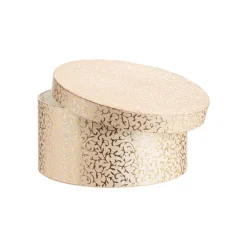Sale Boîte ronde en papier métallisé or à motif - 20 x 10 cm
