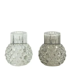 Sale Bougeoir en verre bullé gris - Ø 7,8 x H 7,8 cm