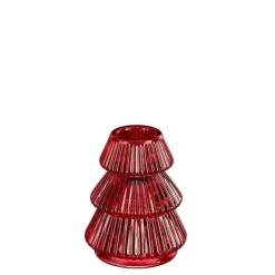 Hot EDELMAN Bougeoir en verre rouge forme arbre de Noël - Ø 6,5 x H 8 cm