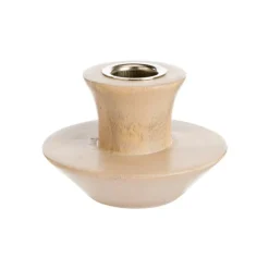 Clearance Bougeoir toupie en bois de manguier blanchi - Ø 9 x H 6 cm