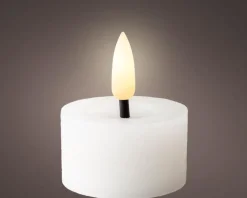 Hot KAEMINGK Bougie chauffe-plat blanche imitation cire à LED blanc chaud effet oscillant pour intérieur - Ø 4,4 x H 5,2 cm