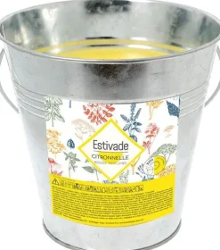 Outlet ESTIVADE Bougie citronnelle seau galvanisé coloris gris en cire Denis & Fils - 480 g