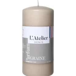 New L'ATELIER DENIS Bougie cylindrique taille L beige parfum lin L’Atelier de Denis - Ø 6,8 x H 14.5 cm