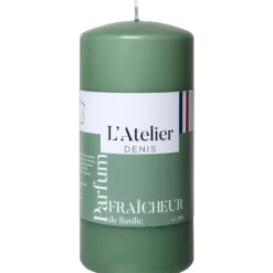 Best L'ATELIER DENIS Bougie cylindrique taille L vert parfum fraîcheur basilic L’Atelier de Denis - Ø 6,8 x H 14.5 cm