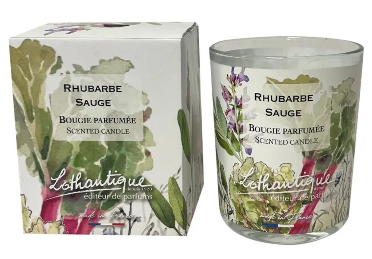 Clearance LOTHANTIQUE Bougie Jardin d'aquarelles Rhubarbe Sauge – 160 g
