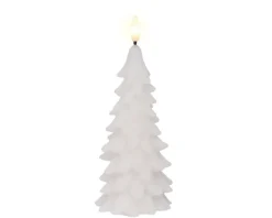 Clearance KAEMINGK Bougie sapin blanc imitation cire à LED blanc chaud pour intérieur - Ø 8 x H 19,3 cm
