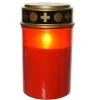 Best KAEMINGK Bougie tombale rouge en plastique à LED effet flamme pour extérieur Toussaint - Ø 7,5 x H 12,5 cm