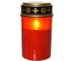 Best KAEMINGK Bougie tombale rouge en plastique à LED effet flamme pour extérieur Toussaint - Ø 7,5 x H 12,5 cm