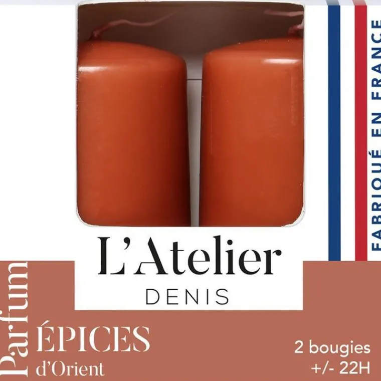 Sale L'ATELIER DENIS Bougies cylindriques Terracotta parfum épices L’Atelier de Denis - L’étui de 2