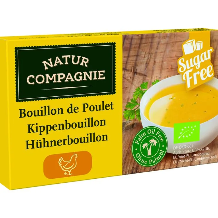 Best NATUR COMPAGNIE Bouillon de poulet bio sans huile de palme x8 cubes en boîte de 88 g