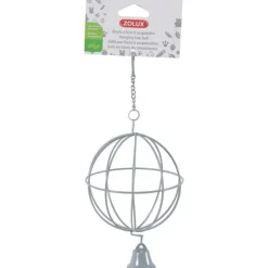 Hot ZOLUX Boule à foin à suspendre pour les rongeurs en métal coloris gris - 11 x 11 x 27 cm