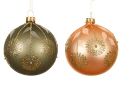 KAEMINGK Boule en verre mate avec fleurs - Ø 8 cm