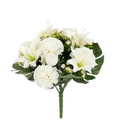 Sale EDELMAN Bouquet artificiel de Zinnia et Lys crème - Ø 30 x H 34 cm