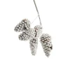 Hot Bouquet de 5 pommes de pin tigées teintées argent pour décoration de Noël