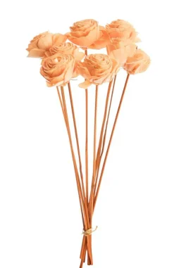 New Bouquet de 8 roses artificielles beauty coloris beige - Ø 6 cm x 40 cm