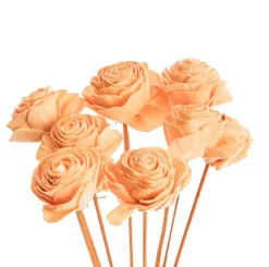 New Bouquet de 8 roses artificielles beauty coloris beige - Ø 6 cm x 40 cm