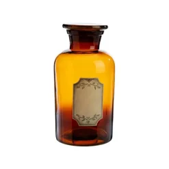Discount Bouteille déco style herboristerie en verre fumé ocre - Ø 10,5 x H 20,5 cm
