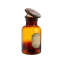 New Bouteille déco style herboristerie en verre fumé ocre - Ø 8,5 x H 16,5 cm