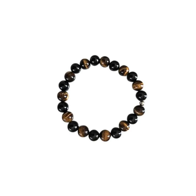 Discount CRISTAL THERAPIE  Bracelet mix oeil tigre et onyx 4mm