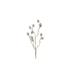 Clearance Branche scintillante avec glands couleur platine H 60 cm