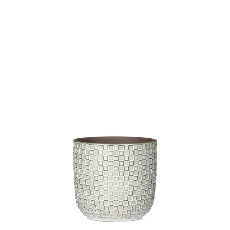 Best EDELMAN Cache pot rond en céramique blanc Mica Décorations Daan - Ø 13 cm