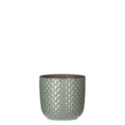 EDELMAN Cache pot rond en céramique vert Mica Décorations Daan - Ø 13 cm